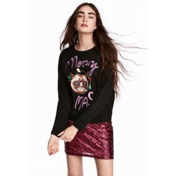 H&M Meowy X-Mas Sweater (size M) - Picture 1 of 8